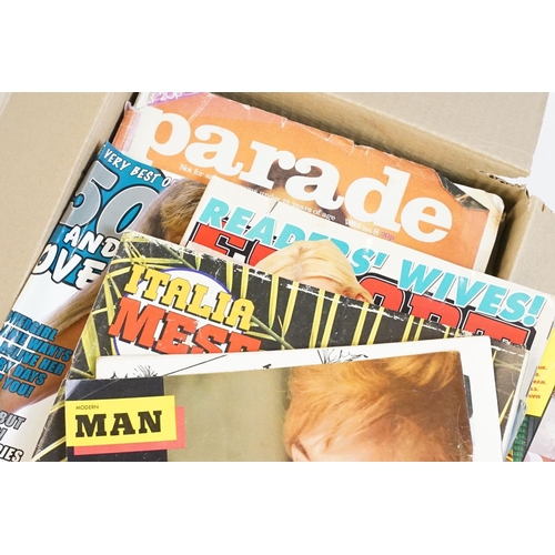 319 - A large collection of vintage adult erotic magazines contained within two boxes.