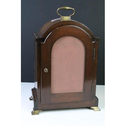 406 - Tempus Fugit bracket clock having an oak case with glazed door to front revealing roman numeral cloc... 