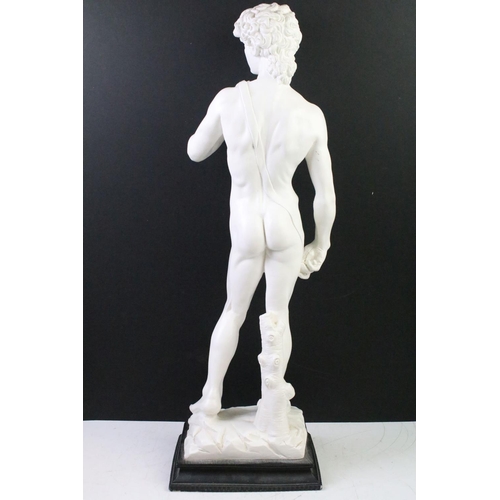 122 - Composite figurine of Michelangelo's David raised on a black plinth base together with a Wedgwood na... 