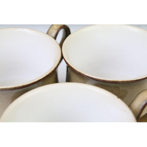 128A - Denby brown glazed tea & dinner service with moulded detail, to include mugs & saucers, tea plates, ... 