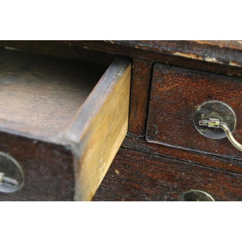 161 - Late 19th / early 20th C oak apprentice piece chest of two short over three long drawers, with brass... 