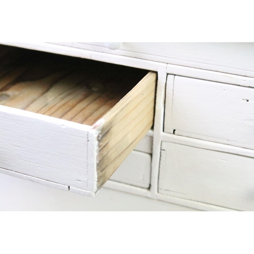 177 - Rustic Pine Part Painted Table Top Chest of Six Drawers, 37cm wide x 29cm high