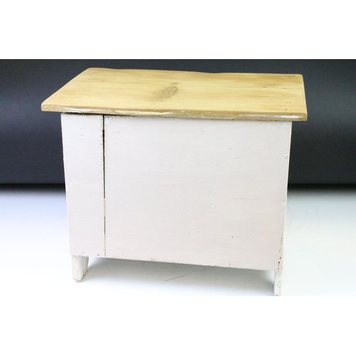 177 - Rustic Pine Part Painted Table Top Chest of Six Drawers, 37cm wide x 29cm high