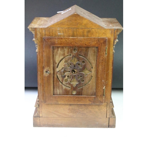 197 - Late 19th century chiming bracket clock with German Lenzkirch movement (numbered 779784), in an arch... 