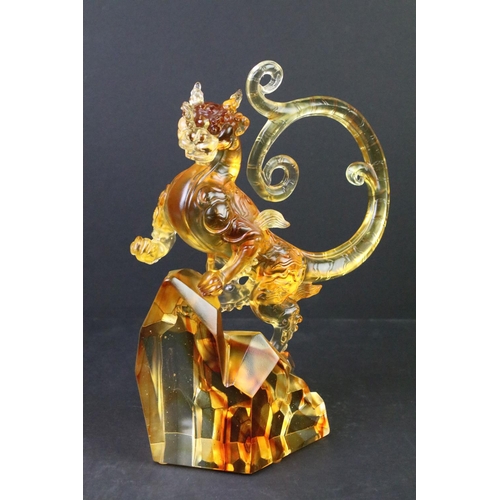 378A - Liuligongfang - cased limited edition moulded coloured glass crytsal tiger figurine in original box ... 