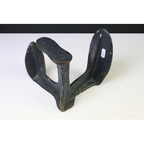 385 - 19th Century Victorian  cast iron boot scrape together with a boot jack and a cobblers shoe last. Bo... 