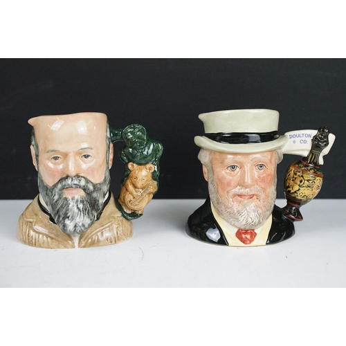 101 - Eight Royal Doulton character jugs and whisky jugs to include Rip Van Winkle (D6463), The Poacher (D... 