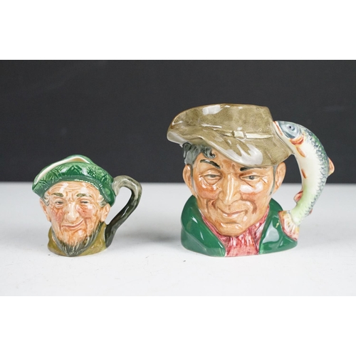 101 - Eight Royal Doulton character jugs and whisky jugs to include Rip Van Winkle (D6463), The Poacher (D... 