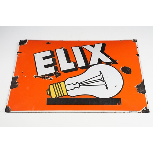 134 - Advertising - ' Elix ' enamel lightbulb advertising wall sign, measures approx 50cm W x 35cm H