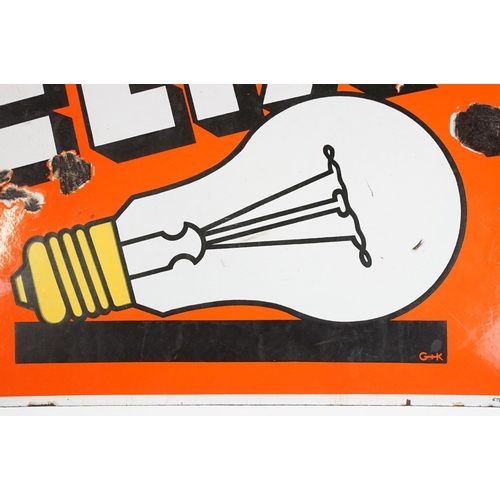 134 - Advertising - ' Elix ' enamel lightbulb advertising wall sign, measures approx 50cm W x 35cm H