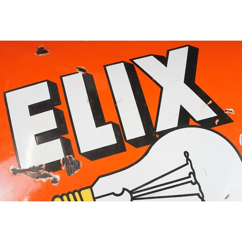 134 - Advertising - ' Elix ' enamel lightbulb advertising wall sign, measures approx 50cm W x 35cm H