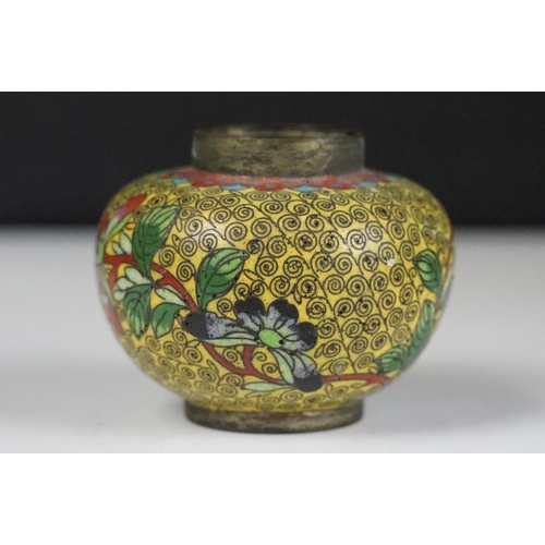 137 - Pair of Chinese cloisonne baluster vases decorated with figures, flowers, insects & mountain scenes ... 