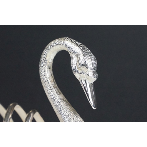 141 - Silver Plated Toast Rack in the form of a Swan, approx 15.5cm tall