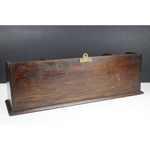 171 - Art Deco Oak Stationery Cabinet with central letter rack, 48cm long x 16cm high