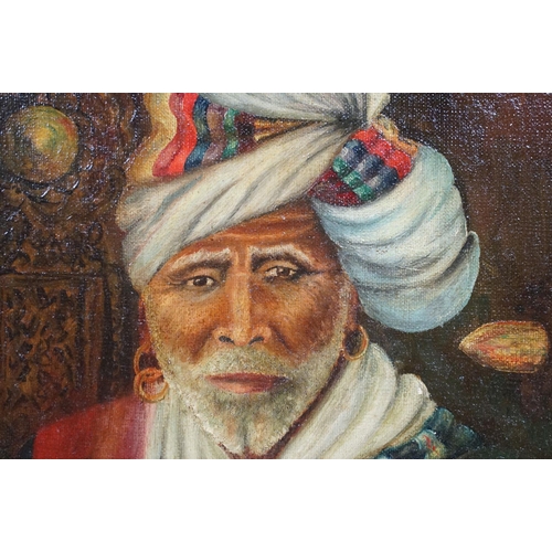 519 - In the manner of Leopold Carl Muller, portrait of an Oriental man, oil on canvas, signed indistinctl... 