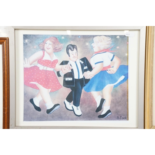 525 - Beryl Cook (1926 - 2008), seven prints to include: Dancing Class, 20 x 20cm, Party Girls, 13.5 x 14.... 