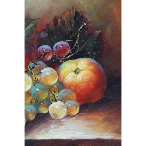 533 - Oil on Panel Study of Fruit and Porcelain Jar on a ledge, 19cm x 24cm