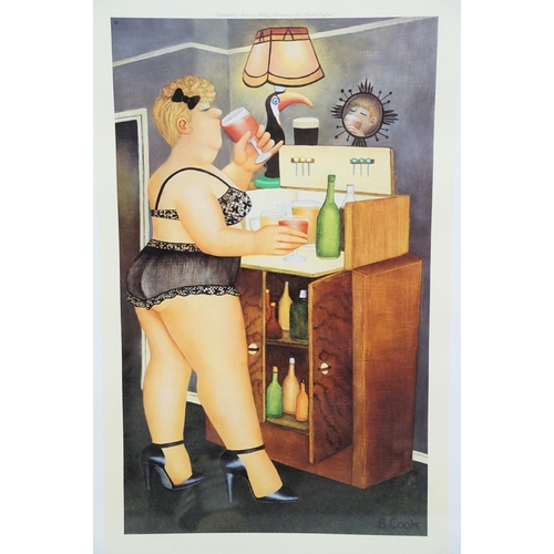 543 - Beryl Cook (1926 - 2008), Dirty Dancing, colour print, 62.5 x 40cm together with Drinkies, colour pr... 