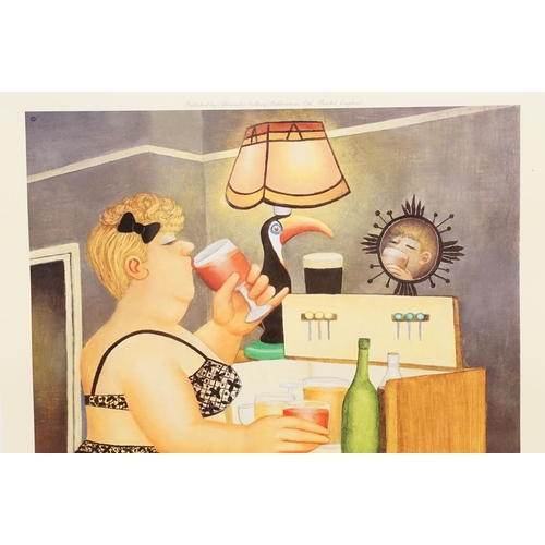 543 - Beryl Cook (1926 - 2008), Dirty Dancing, colour print, 62.5 x 40cm together with Drinkies, colour pr... 