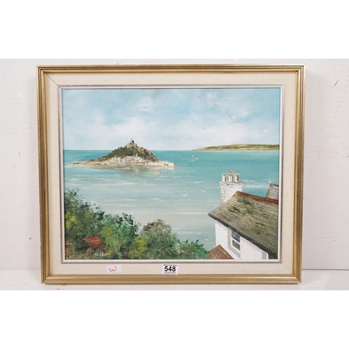 548 - Nigel Hallard (1936 - 2000), St Michael's Mount from Marazion, oil on canvas, signed lower left, 39.... 