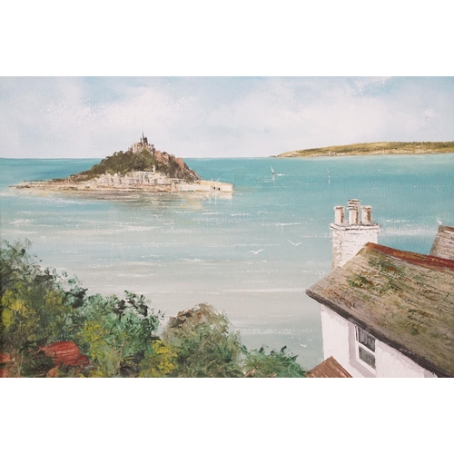 548 - Nigel Hallard (1936 - 2000), St Michael's Mount from Marazion, oil on canvas, signed lower left, 39.... 