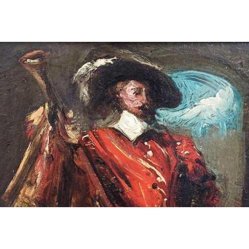 555 - Continental School, portrait of a soldier, oil on panel, 22.5 x 21cm, gilt framed