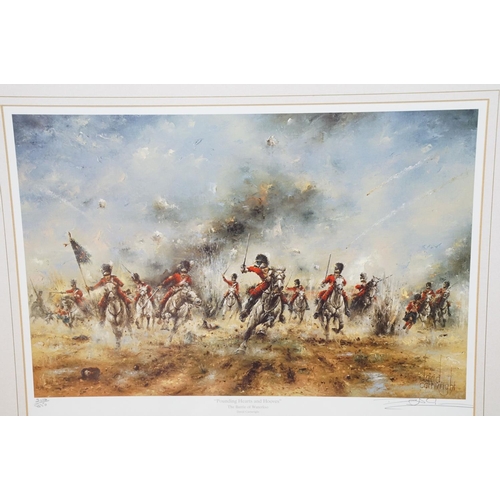 568 - Collection of signed David Cartwright military related prints to include 'Battle of Waterloo', 'Poun... 