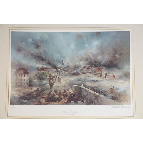 568 - Collection of signed David Cartwright military related prints to include 'Battle of Waterloo', 'Poun... 