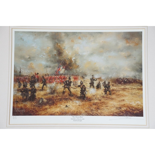 568 - Collection of signed David Cartwright military related prints to include 'Battle of Waterloo', 'Poun... 