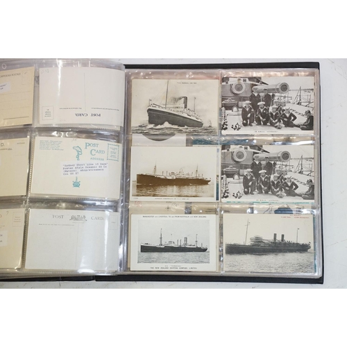 495 - Album of early 20th century Australian shipping / maritime interest postcards, monochrome & colour, ... 