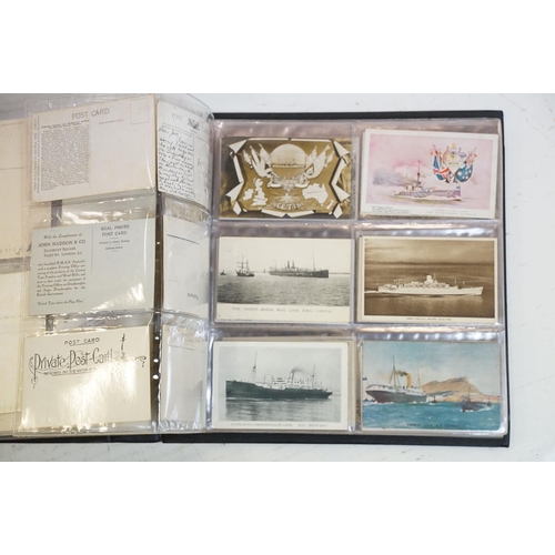 495 - Album of early 20th century Australian shipping / maritime interest postcards, monochrome & colour, ... 