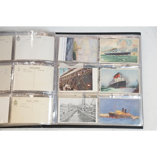 495 - Album of early 20th century Australian shipping / maritime interest postcards, monochrome & colour, ... 