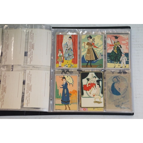 504 - Collection of early 20th century postcards contained within two albums, mainly glamour themed exampl... 