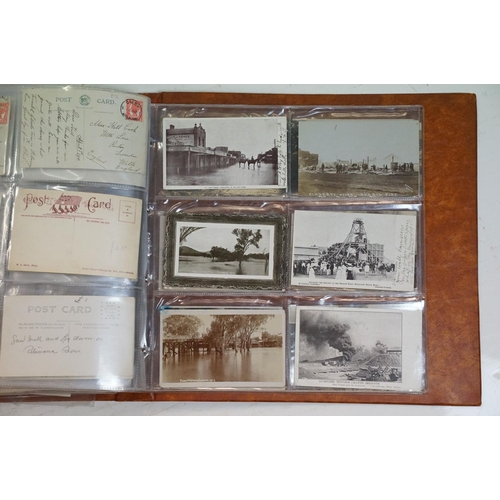 507 - Album of early 20th century Australian postcards to include a quantity of postcards relating to the ... 