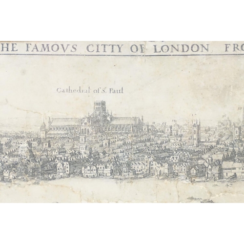 575 - Wenceslaus Hollar (1607-1677) Engraving View of London before and after the Great Fire in 1666, 23cm... 