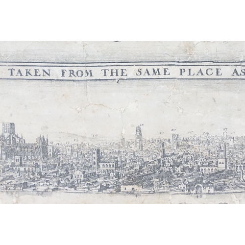 575 - Wenceslaus Hollar (1607-1677) Engraving View of London before and after the Great Fire in 1666, 23cm... 