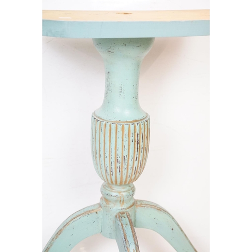 596 - Pair of Marble Top Console Tables, each raised on a painted Regency style pedestal support with thre... 