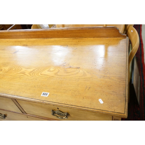 605 - Victorian Ash Chest of Two Short over Two Long Drawers, 92cm high x 124cm wide x 61cm deep