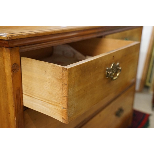 605 - Victorian Ash Chest of Two Short over Two Long Drawers, 92cm high x 124cm wide x 61cm deep