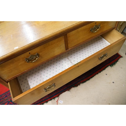 605 - Victorian Ash Chest of Two Short over Two Long Drawers, 92cm high x 124cm wide x 61cm deep