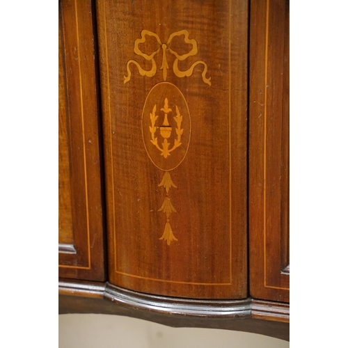 610 - Mahogany and Cross-banded Breakfront Display Cabinet or Bookcase in the Regency manner decorated wit... 