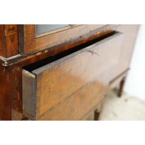 610 - Mahogany and Cross-banded Breakfront Display Cabinet or Bookcase in the Regency manner decorated wit... 