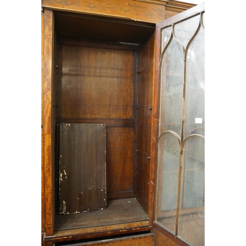 610 - Mahogany and Cross-banded Breakfront Display Cabinet or Bookcase in the Regency manner decorated wit... 