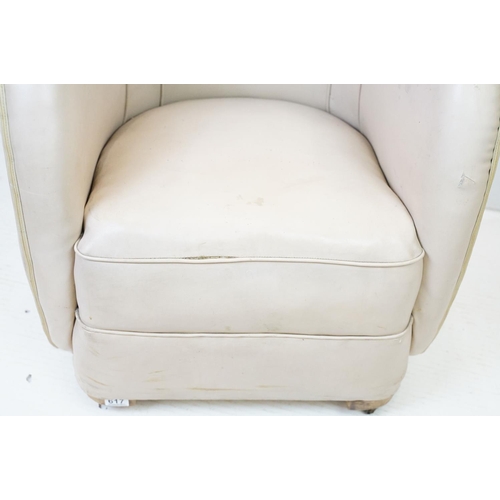 617 - Art Deco White Leather ' Cloud ' Armchair, 85cm high x 65cm wide x 67cm deep