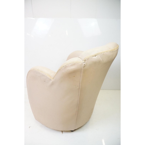 617 - Art Deco White Leather ' Cloud ' Armchair, 85cm high x 65cm wide x 67cm deep