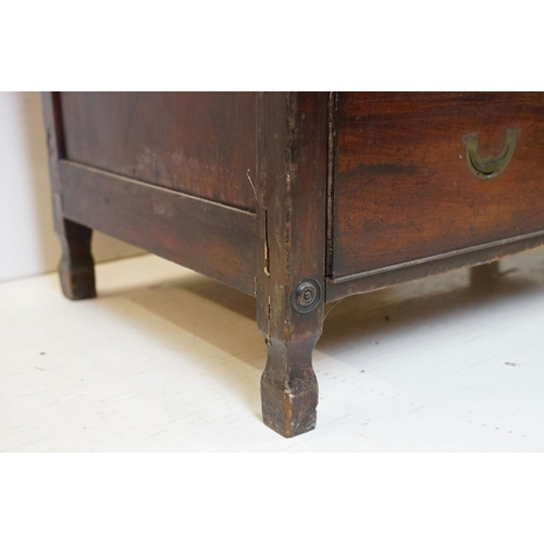 625 - Early 19th century Mahogany Campaign Barrel or Cylinder Roll Top Bureau, the cylinder opening to am ... 