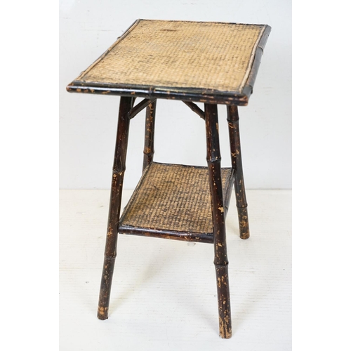 632 - Victorian Pine and Bamboo Two Tier Side Table, 67cm high x 53cm wide