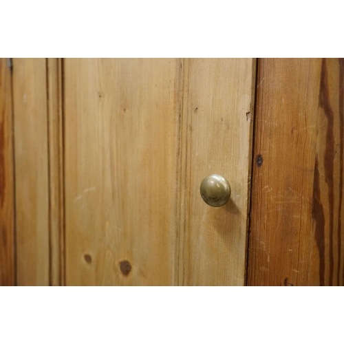 637 - 19th century Pine Corner Cupboard, the single door opening to two shelves, 141cm high x 58cm wide