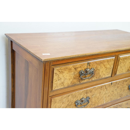 649 - Early 20th century Walnut and Burr Walnut Chest of Two Short over Two Long Drawers, 77cm high x 103c... 