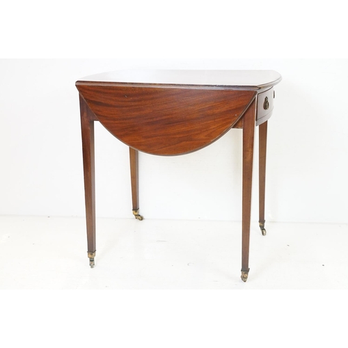 653 - 19th century Mahogany Drop Flap Table of small proportions with single drawer to end, 74cm high x 76... 